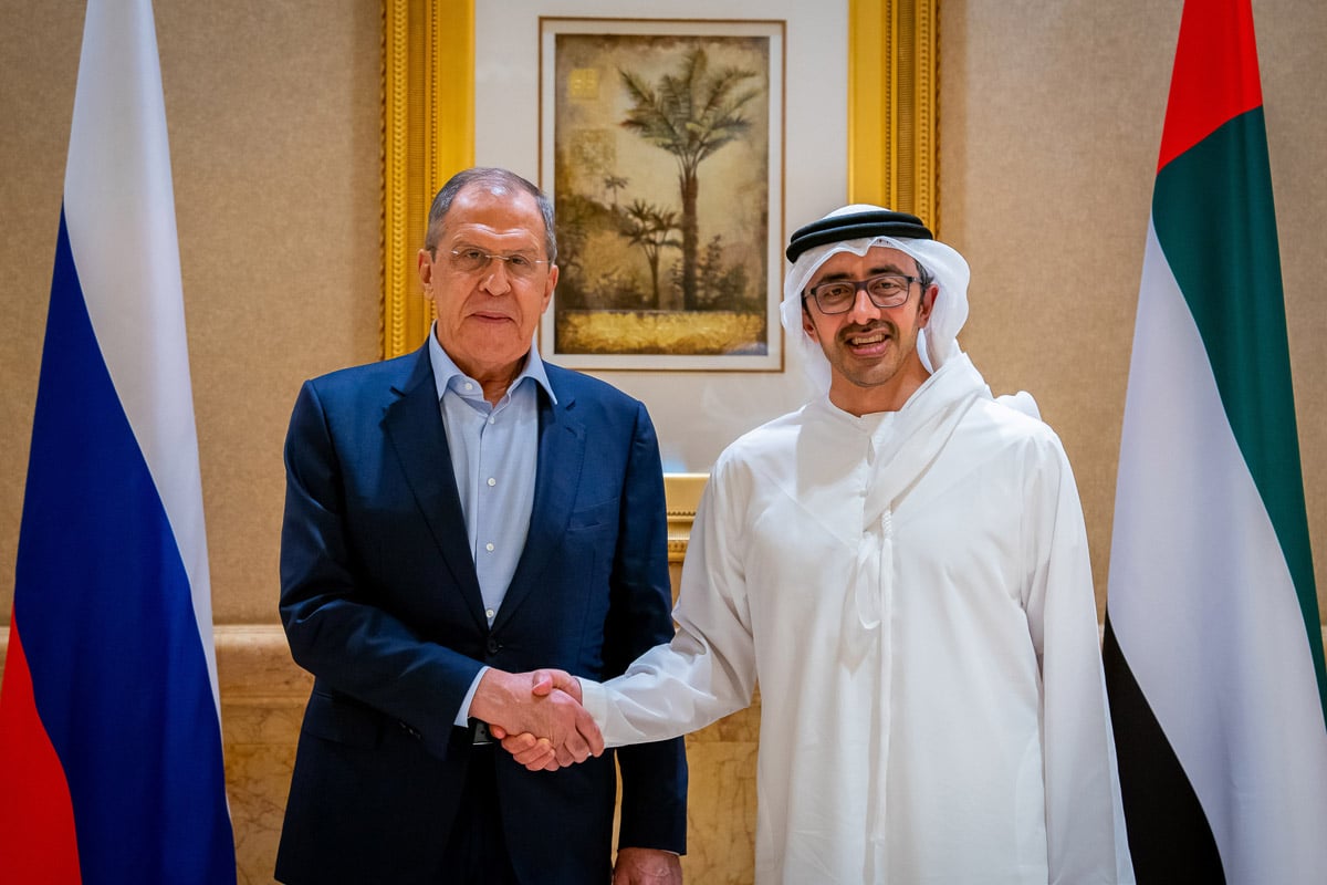 Sergey Lavrov and Sheikh Abdullah bin Zayed Al Nahyan
