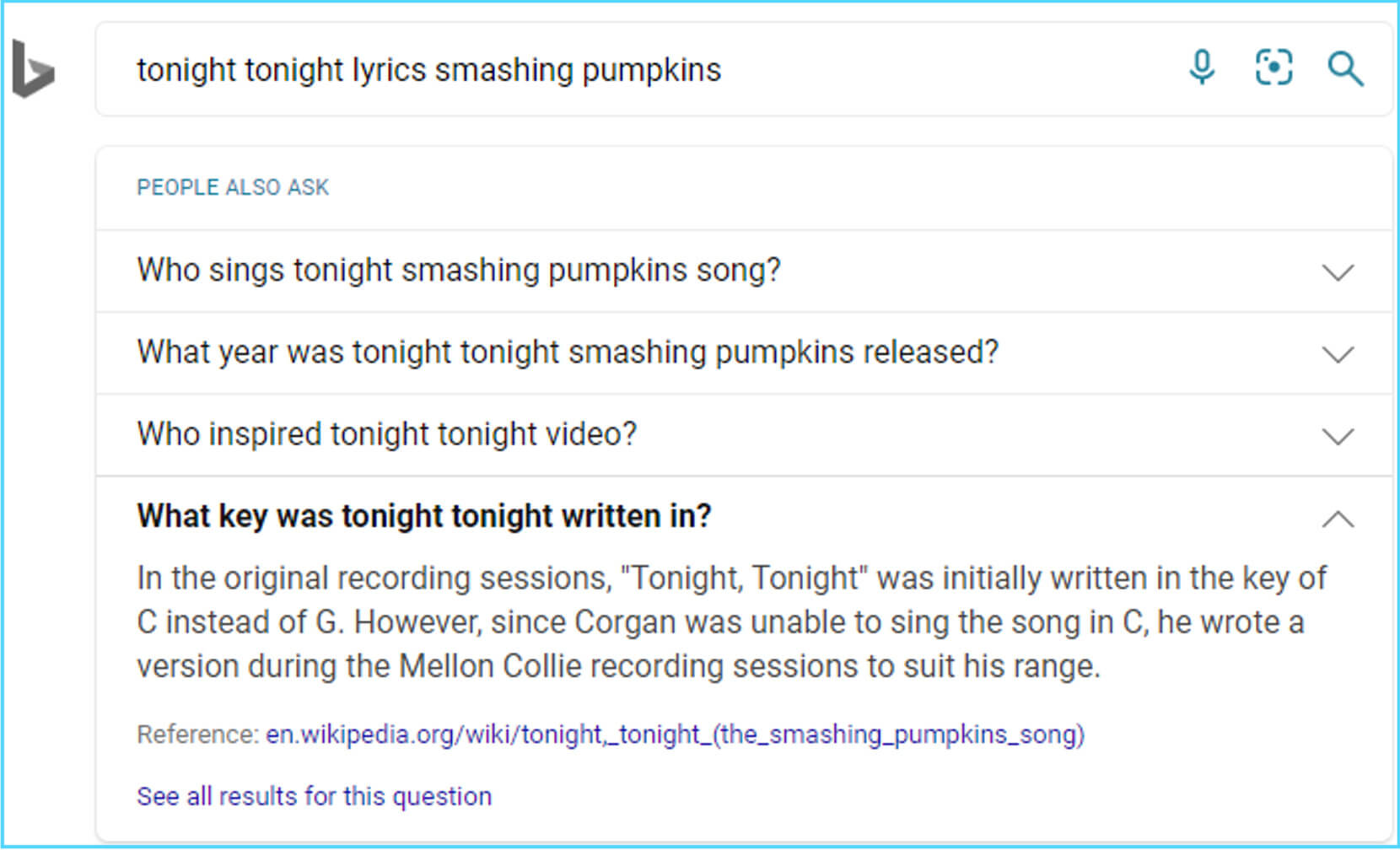 Bing people also ask example