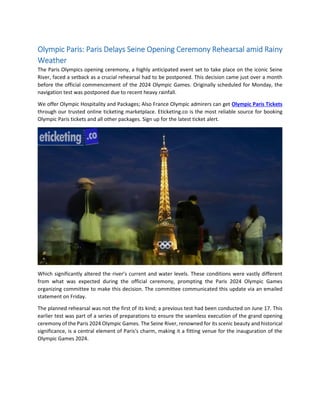 Olympic Paris Paris Delays Seine Opening Ceremony Rehearsal amid Rainy Weather pdf 1 320