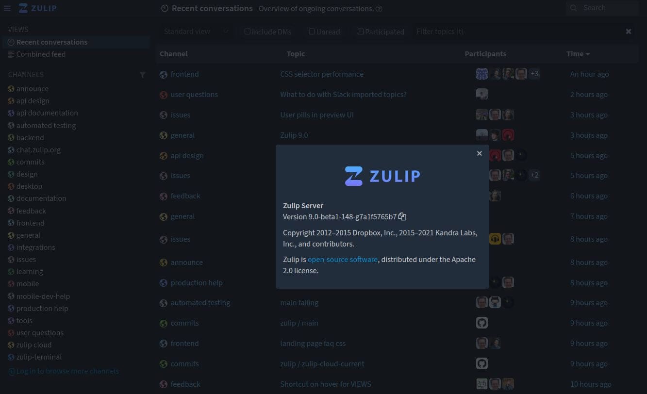 Zulip 9.0 a 1