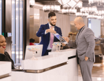 Reception area showcasing pro services in Dubai, where professionals assist clients with business setup, documentation, and corporate support.