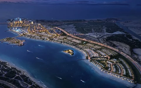marsa al saadiyat abu dhabi night masterplan aerial eaed scaled